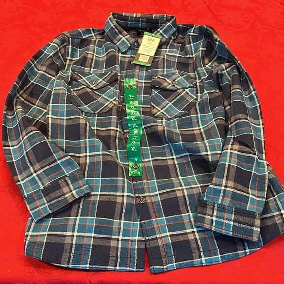 Lee flannel shirt jacket bonded w thermal lining size XL color blue Saxony NWT - Picture 5 of 7
